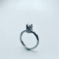 ring solitaire - silver Ag 925 rough black diamond