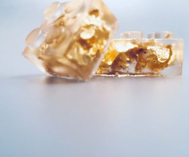 lego - resin - 22 kt gold leaf