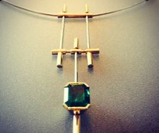 necklace - yellow and white gold Au 750 and emerald