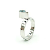 silver ring with aquamarine
